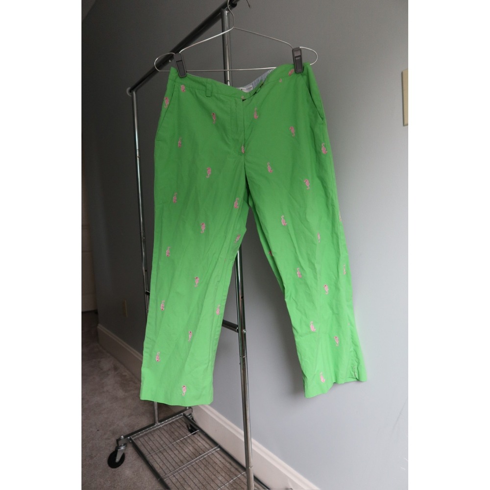 Tommy Hilfiger Unique Women's‎ 8 Green Pink Seahorse Embroidered Capri Crop Golf